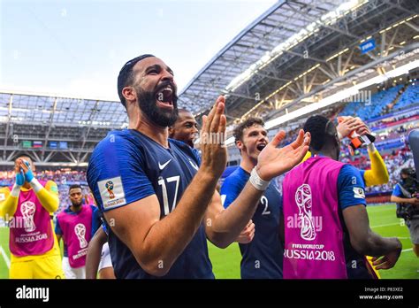 Adil Rami of France celebrate during the 2018 FIFA World Cup Russia Round of 16 match between ...