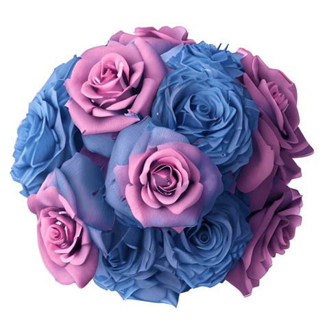 Hyperdetailed Realistic Blue and Pink Rose Bouquet · Creative Fabrica