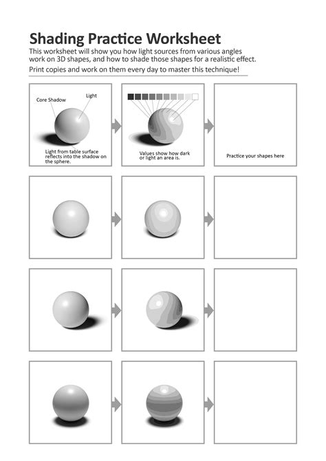 A printable worksheet I created to help you practice shading spheres at different angles. Try it ...