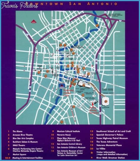 San Antonio Map Tourist Attractions - TravelsFinders.Com