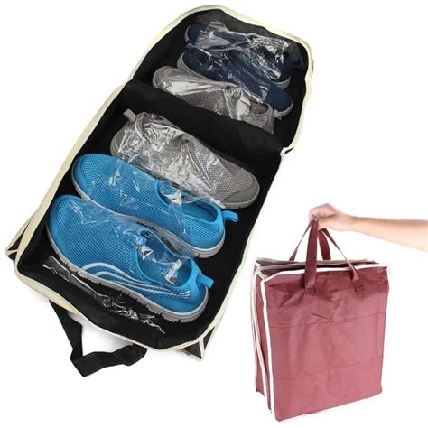 Useful Non woven Shoe Organizer Fabric Travel 6 Grids Zipper Anti Dust Shoe Storage Bag Travel ...