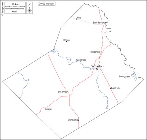 Wharton County free map, free blank map, free outline map, free base ...