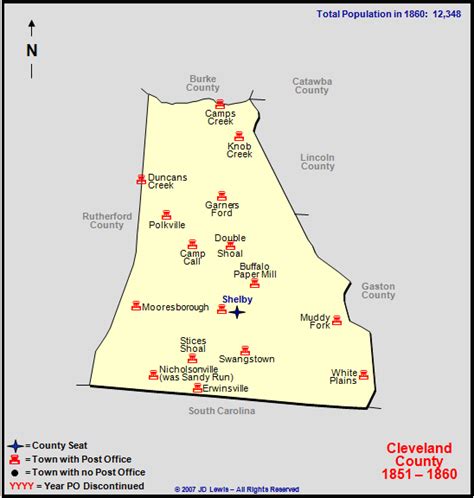 Cleveland County, NC - 1851 to 1860