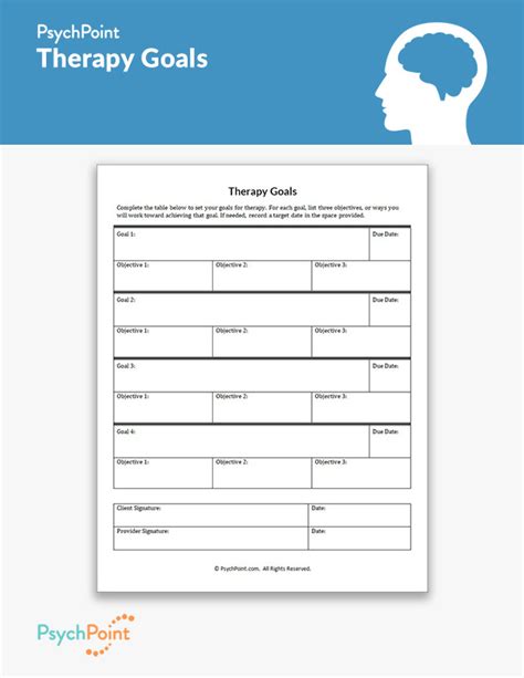 Therapy Goals Worksheet | PsychPoint