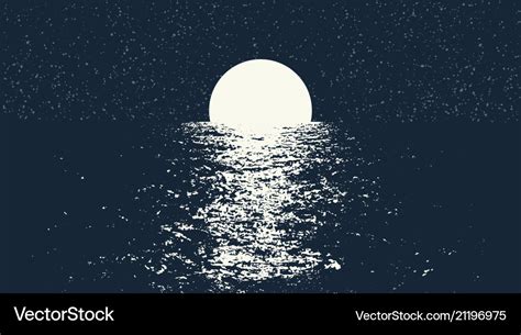 Full moon at the night sea Royalty Free Vector Image