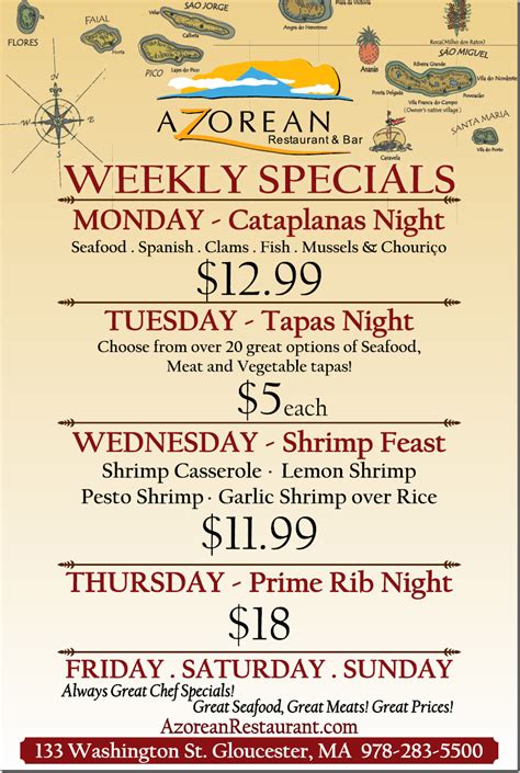 Weekly Specials At The Azorean Restaurant & Bar | capeanneats