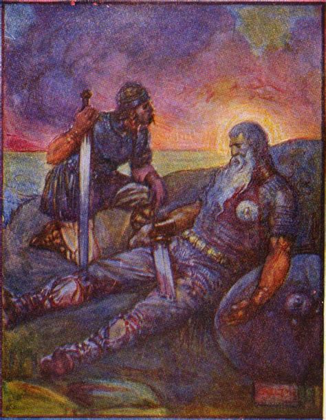 “He knew his days upon this earth were past” Wiglaf speaking to Beowulf after his battle with ...