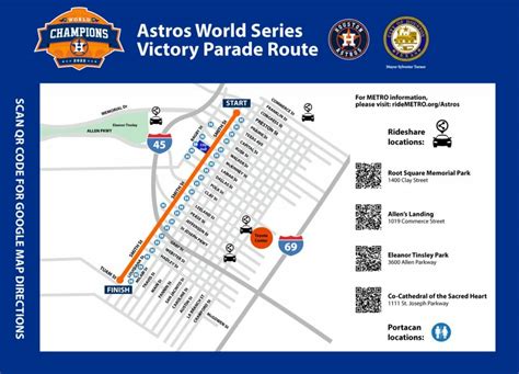 Houston Astros World Series Parade Map November 7 - Houston - Midstream ...