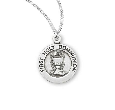 First Communion Round Sterling Silver Medal - Buy Religious Catholic Store