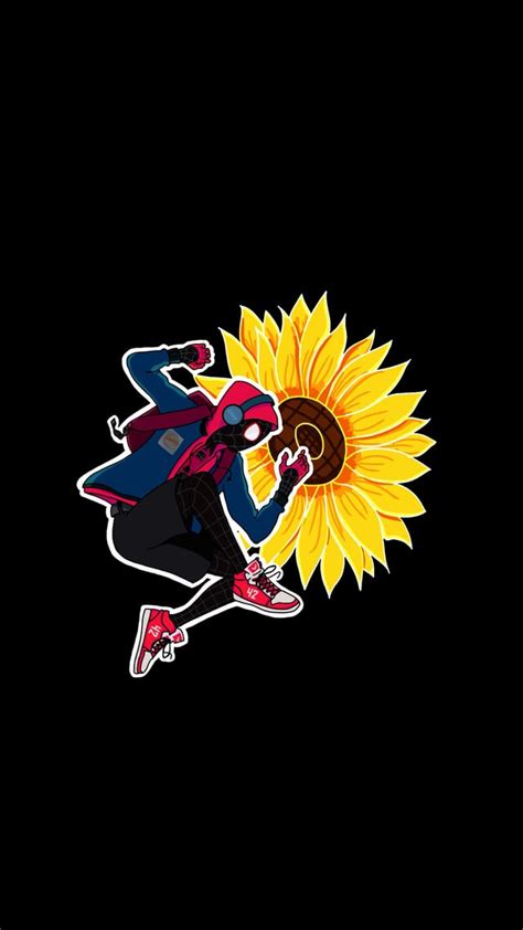 Miles Morales Sunflower (2160x3840) : Amoledbackgrounds