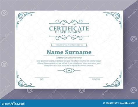 Classic Style Award Certificate with Frame Stock Vector - Illustration ...