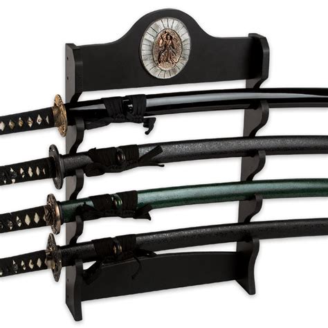 Four Tier Samurai Sword Wall Mount Display | BUDK.com - Knives & Swords ...