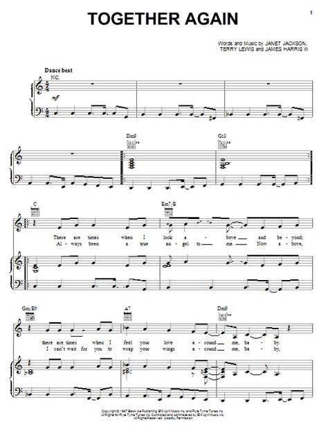 Together Again sheet music by Janet Jackson (Piano, Vocal & Guitar (Right-Hand Melody) – 76504)