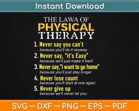 The Laws Of Physical Therapy Motivational Svg Png Dxf Eps Digital Cutting File – artprintfile