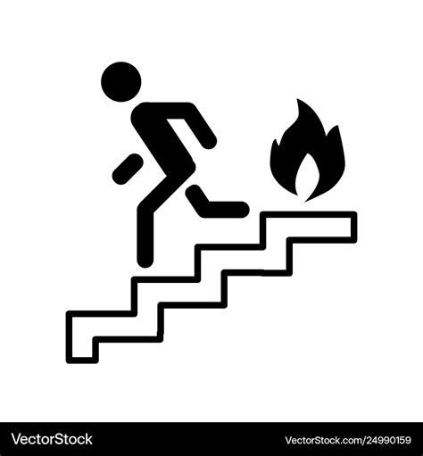 Fire escape ladder man line icon Royalty Free Vector Image