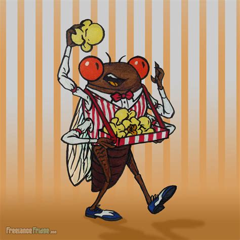 Cartoon Cicada Bug Popcorn Salesman – Freelance Fridge- Illustration & Character Development