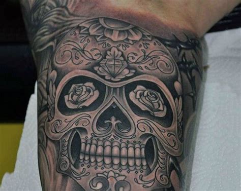 100 Sugar Skull Tattoo Designs For Men - Cool Calavera Ink Ideas | Half ...