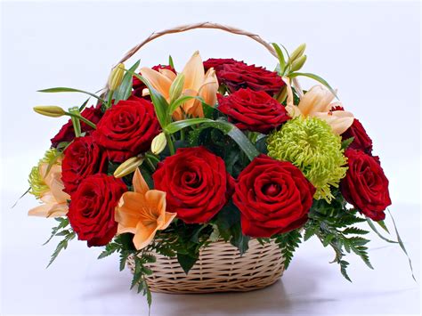 flowers, Roses, Red, Bouquet, Love, Basket, Marriage, Engagement ...