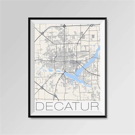 DECATUR Illinois Map Decatur City Map Print Decatur Map | Etsy