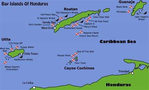 Honduras ilhas mapa - Ilhas de Honduras (mapa de América Central - América)