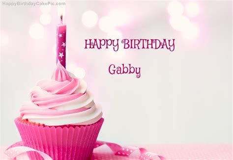 ️ Happy Birthday Cupcake Candle Pink Cake For Gabby