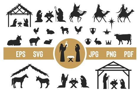 Nativity Scene Clipart, Silhouette, O Holy Night! Christmas