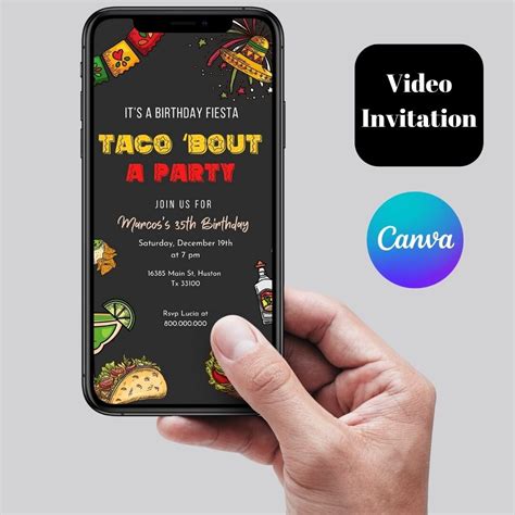 Editable Taco Bout a Party Video Invitation Template Any Age - Etsy