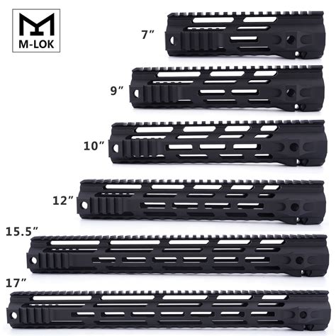 AR15 Parts Black Super Slim Style 17 inch Aluminum M-lok Handguards includes Steel Barrel Nuts ...