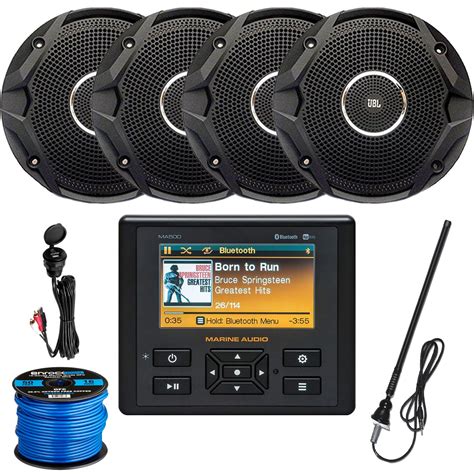 Marine Audio AM/FM USB Bluetooth Waterproof Stereo, 4 x 6.5" Dual Cone ...