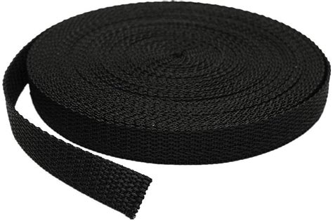 RETON 15mm Wide 10 Yards Black Nylon Webbing Strap + 20 PCS Adjustable Buckles Plastic Side ...