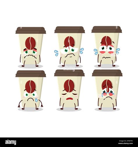 Coffee milk cup cartoon character with sad expression. Vector illustration Stock Vector Image ...