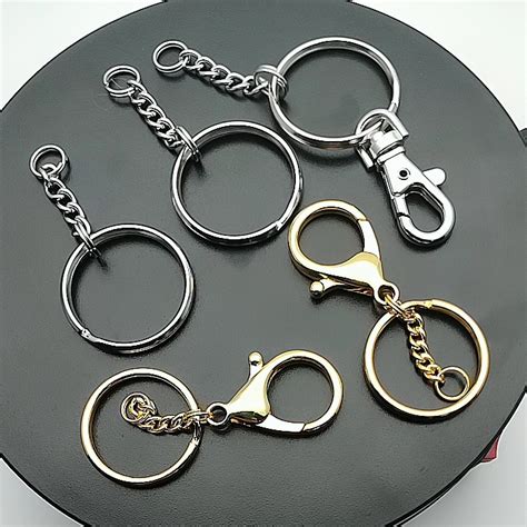 Diy Split Key Ring With Chain,Lystaii Nickel Plated Split Key Ring With ...