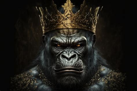 Premium Photo | Regal Gorilla King Wearing a Gold Crown AI