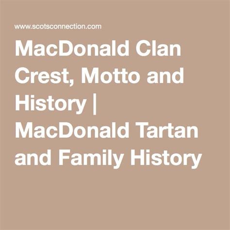 MacDonald Clan Crest, Motto and History | MacDonald Tartan and Family History | Family history ...