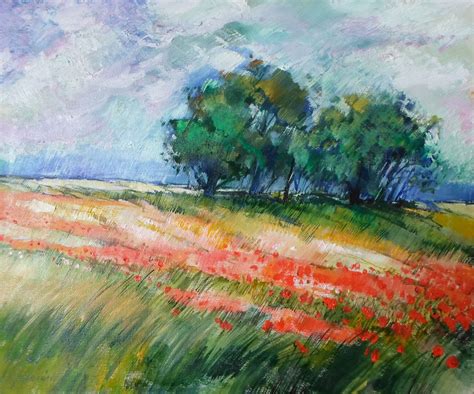 Poppy Field ,oil painting on Gesso board | 그리기