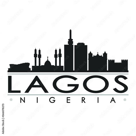 Lagos Nigeria Skyline Silhouette Design City Vector Art Famous ...