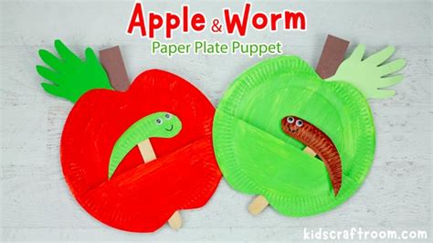 Interactive Paper Plate Worm in Apple Puppet - Kids Craft Room