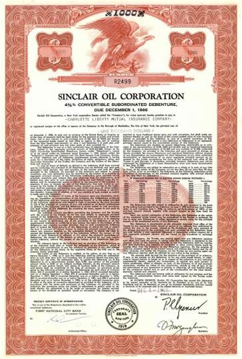 Sinclair Oil Corporation - Scripophily.com | Collect Stocks and Bonds ...