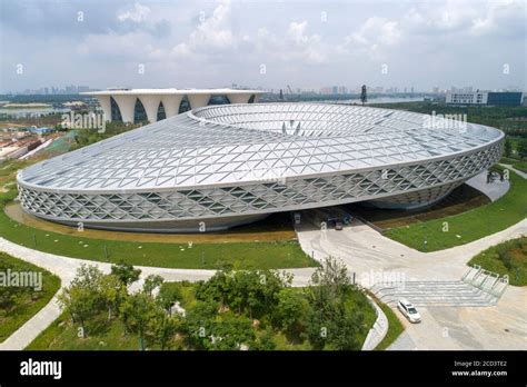 Aerial view of the Xiangyang Science and Technology Museum in Xiangyang ...