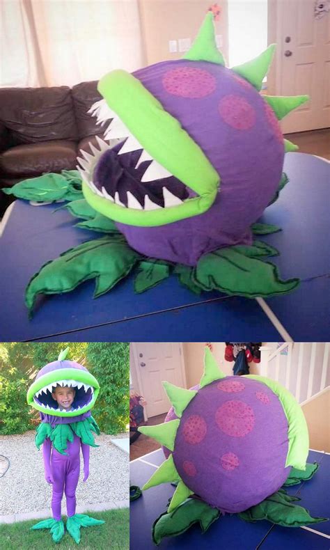 Homemade "Chomper" from Plants vs. Zombies. Cloth mache helmet. I sewed ...