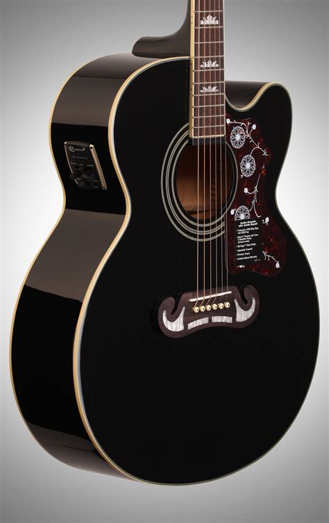 Epiphone EJ-200SCE Jumbo Cutaway Acoustic-Electric Guitar, Black