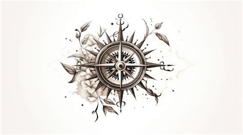 Premium AI Image | compass tattoo isolated on white background