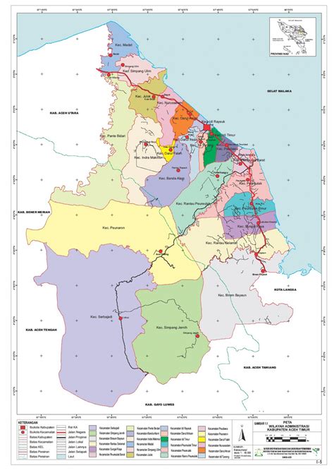 Peta Wilayah Administrasi Kabupaten Aceh Timur