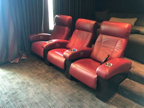 High End in home red leather theater seating. Great condition, barely used. | eBay