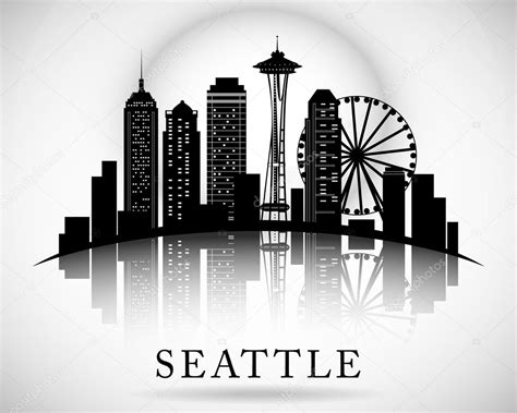 Seattle city skyline. Vector city silhouette Stock Vector Image by ...