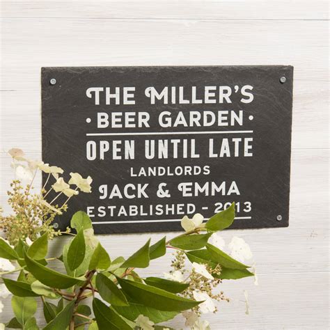 personalised 'beer garden' slate sign by oakdene designs ...