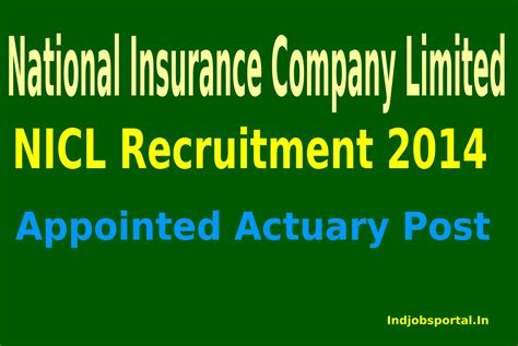 National Insurance Company Limited Recruitment 2015 For Appointed Actuary Post - Indjobsportal.In