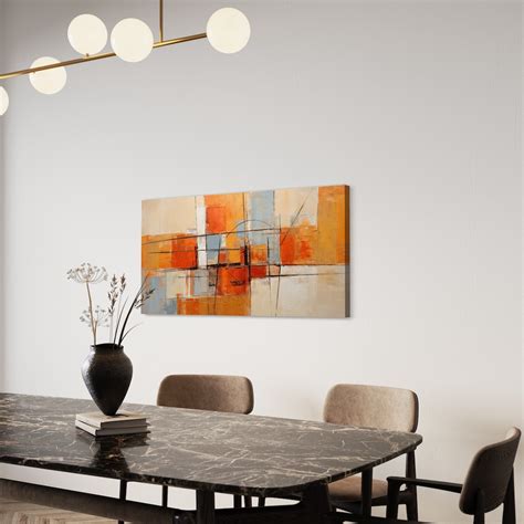 Orange Theme Abstract Painting on Canvas Art Print, Modern Geometric Artwork Gallery Wrap ...