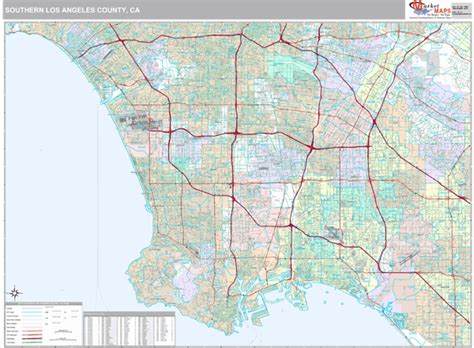 Southern Los Angeles County Metro Area, CA Zip Code Map - Premium