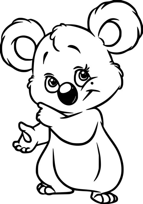 Koala de Dibujos Animados para colorear, imprimir e dibujar –ColoringOnly.Com